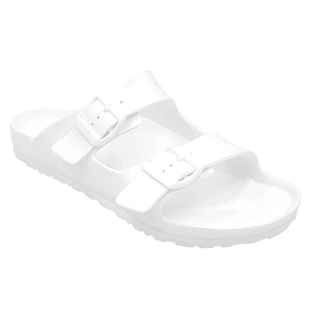 Sun + Stone Men Jude Double Strap Footbed Slide Sandals Size US 12 White